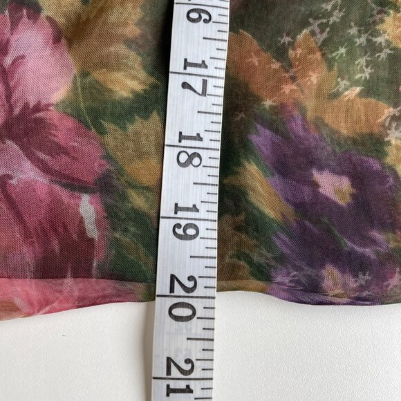 Vintage Lightweight Chiffon Scarf Wrap 39X 40" Pink Roses Floral Sheer Romantic - Picture 6 of 7